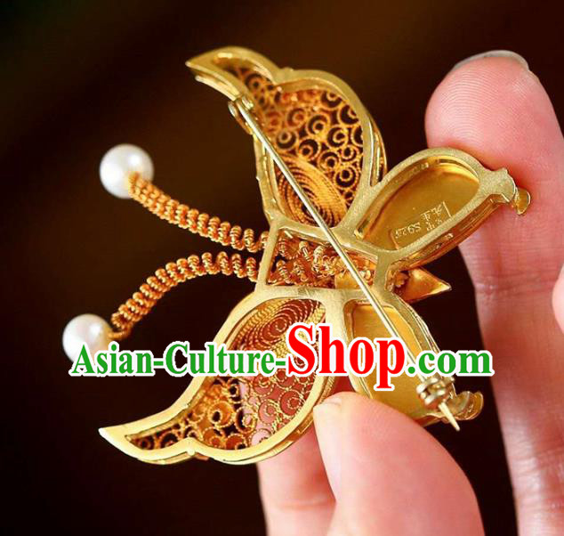 Chinese National Gems Jewelry Traditional Handmade Butterfly Brooch Accessories