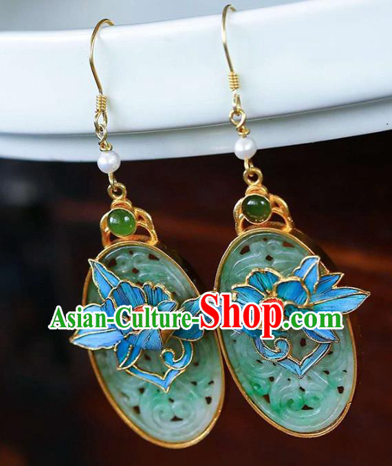 Handmade China Traditional Cheongsam Eardrop Jade Accessories Earrings Jewelry