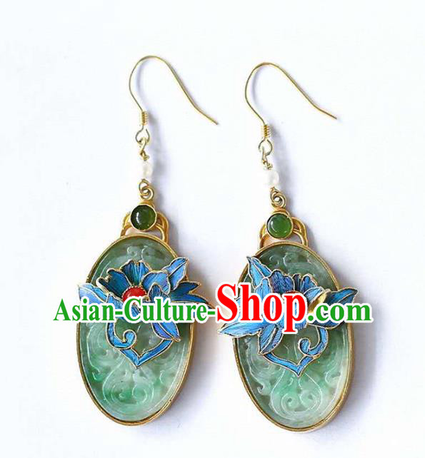 Handmade China Traditional Cheongsam Eardrop Jade Accessories Earrings Jewelry