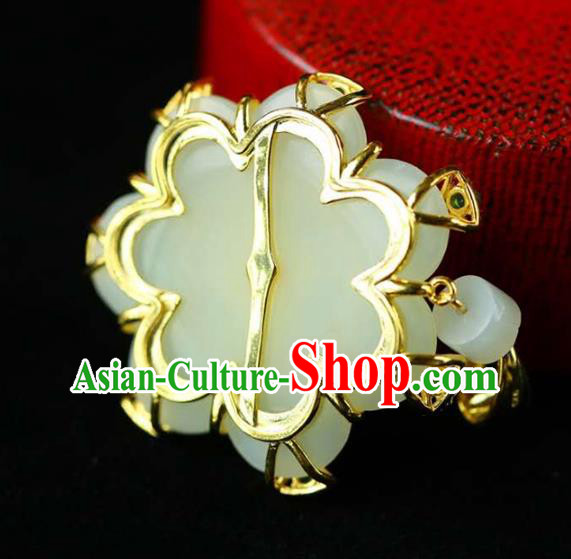 Chinese National Classical Pearls Necklace Accessories Handmade Jade Flower Golden Necklet Pendant