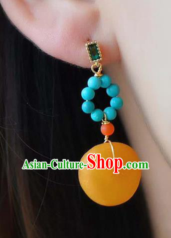 Handmade China National Jewelry Accessories Eardrop Traditional Cheongsam Beeswax Earrings