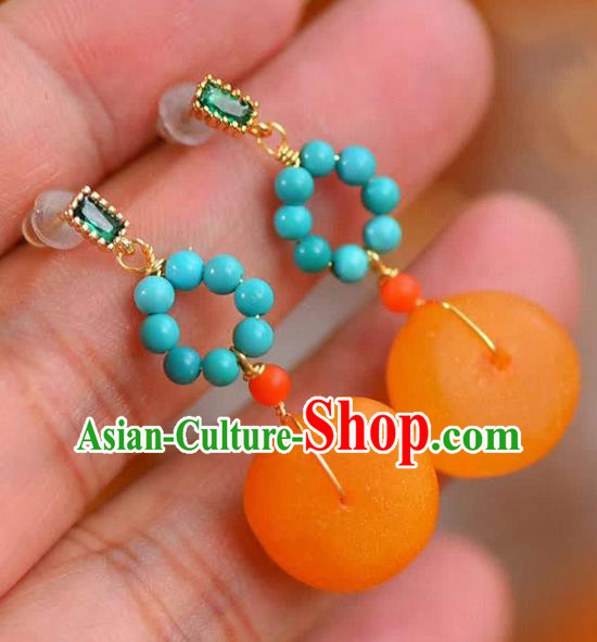 Handmade China National Jewelry Accessories Eardrop Traditional Cheongsam Beeswax Earrings