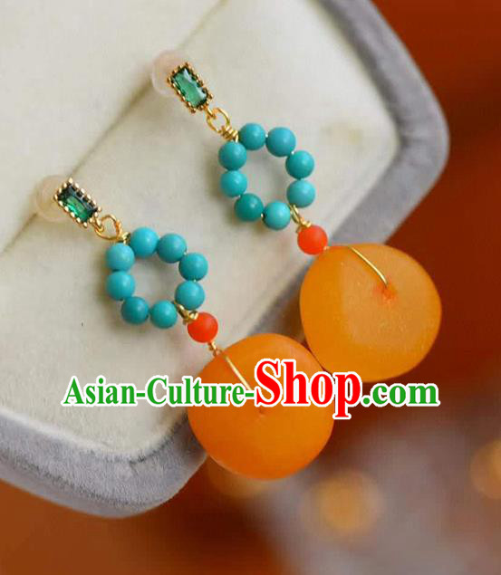 Handmade China National Jewelry Accessories Eardrop Traditional Cheongsam Beeswax Earrings