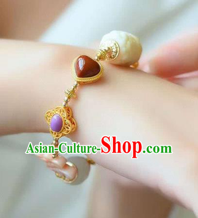 China Handmade Amethyst Bracelet Traditional Jewelry Accessories National Hetian Jade Bangle
