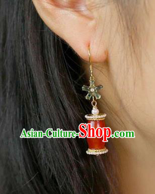 Handmade China Agate Eardrop National Jewelry Accessories Traditional Cheongsam Pearls Earrings