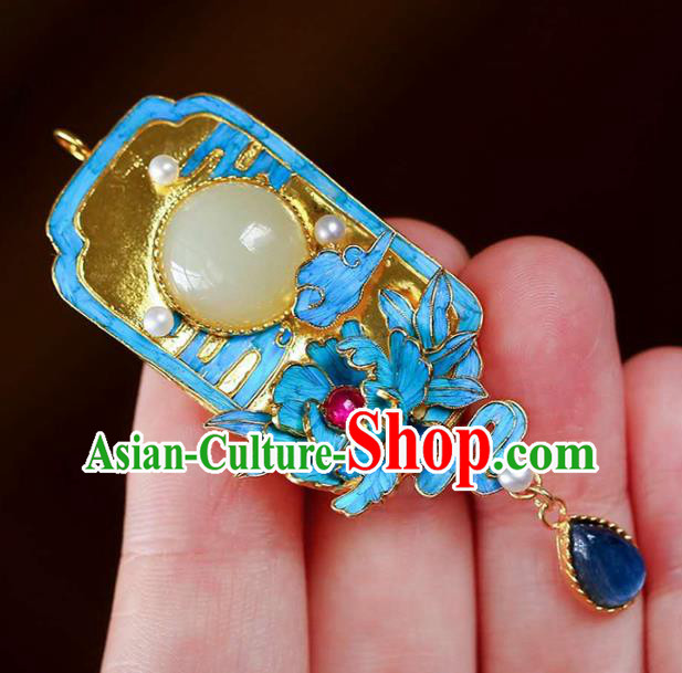 Chinese Classical Sapphire Necklace Handmade Jewelry Accessories National Jade Necklet Pendant