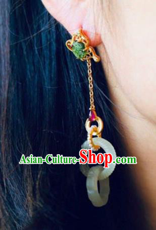 Handmade China Pearls Eardrop Accessories Traditional Jade Jewelry National Cheongsam Earrings