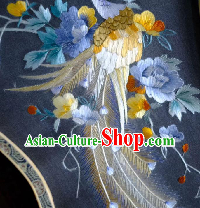 Chinese Traditional Silk Fans Handmade Embroidered Peacock Peony Palace Fan