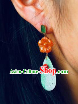 Handmade China Agate Plum Eardrop Accessories Traditional Jewelry National Cheongsam Jade Earrings