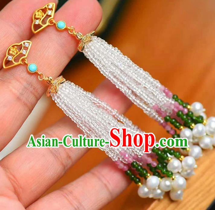 Handmade China Cheongsam Beads Tassel Eardrop Accessories National Earrings Traditional Jewelry