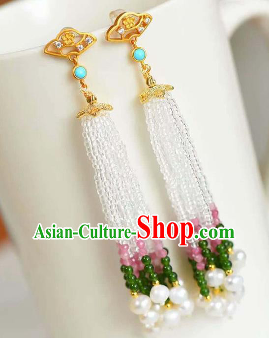 Handmade China Cheongsam Beads Tassel Eardrop Accessories National Earrings Traditional Jewelry