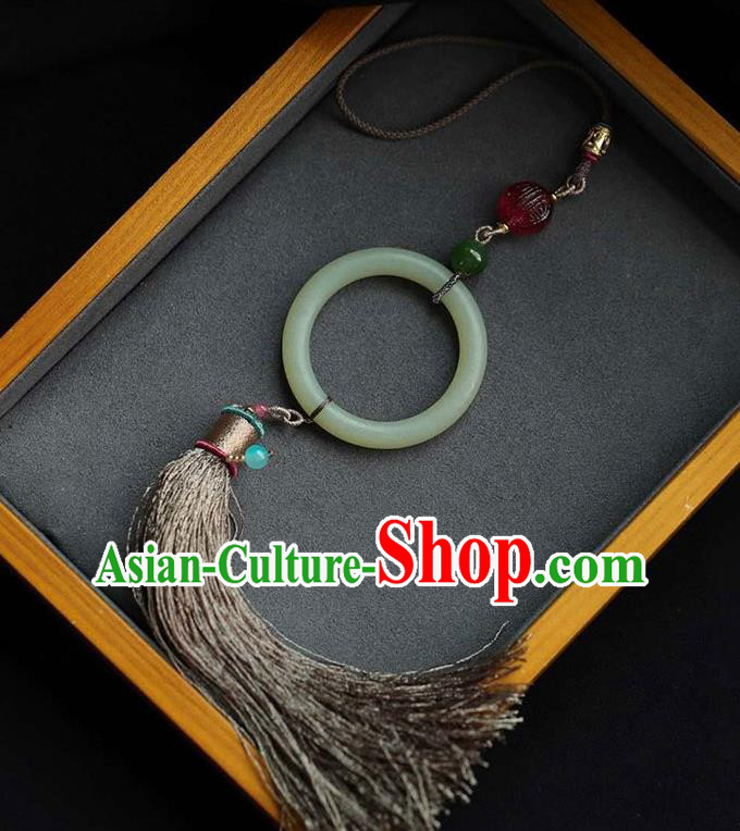 Chinese Classical Tassel Waist Accessories Handmade National Belt Jade Pendant