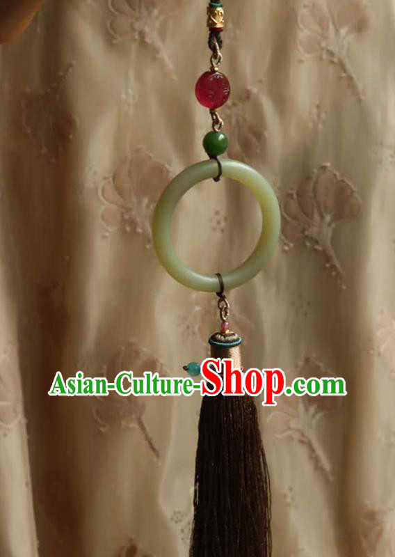 Chinese Classical Tassel Waist Accessories Handmade National Belt Jade Pendant