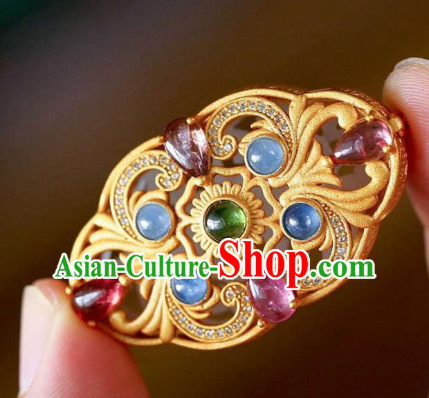 Chinese Classical Gems Necklace Accessories Handmade National Golden Sachet Pendant