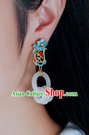 Handmade China Traditional Gems Eardrop Accessories National Cheongsam Jade Rings Earrings Jewelry
