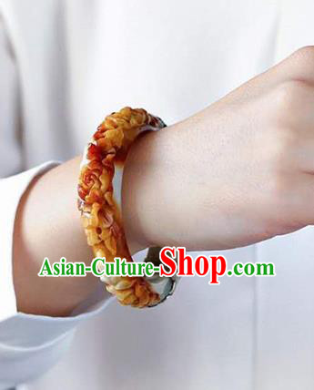 China Handmade Jade Carving Bracelet Traditional Jewelry Accessories National Silver Bangle