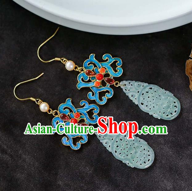 Handmade China Traditional Eardrop Cheongsam Jade Earrings National Jewelry Accessories