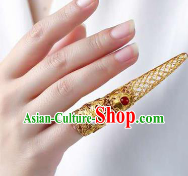 Chinese Ancient Court Jewelry Traditional Handmade Accessories Qing Dynasty Imperial Concubine Golden Nail Wrap