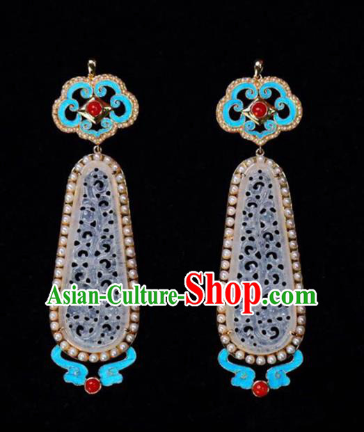 Handmade China Cheongsam Pearls Eardrop Accessories Traditional Jade Jewelry National Earrings