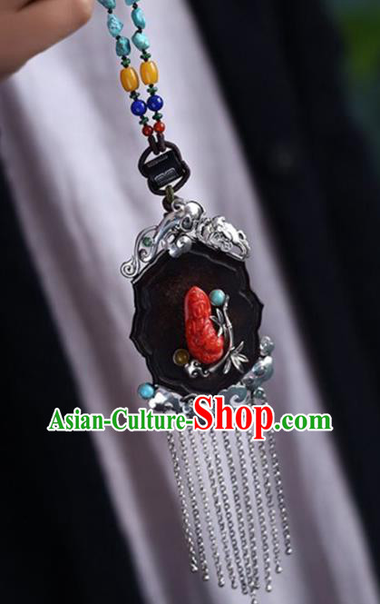 Chinese National Classical Necklace Accessories Handmade Retro Silver Tassel Necklet Pendant