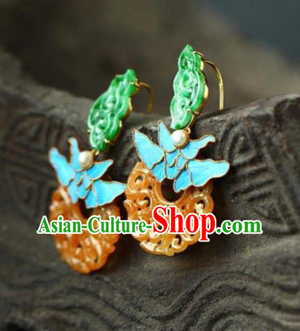 Handmade China Traditional Jade Jewelry Cheongsam Eardrop Accessories National Jadeite Earrings