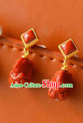 Handmade China National Earrings Traditional Jewelry Accessories Cheongsam Agate Eardrop