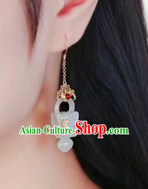 Handmade China Traditional Tourmaline Jewelry Accessories National Jade Basket Earrings Cheongsam Eardrop