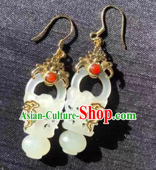 Handmade China Traditional Tourmaline Jewelry Accessories National Jade Basket Earrings Cheongsam Eardrop