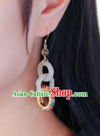 Handmade China National Gems Earrings Cheongsam Jade Eardrop Traditional Jewelry Accessories