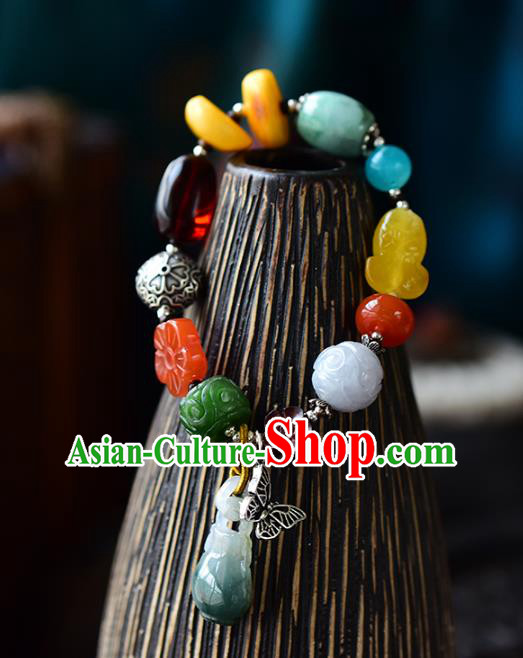 China National Gems Bangle Traditional Court Jewelry Accessories Handmade Jadeite Bracelet