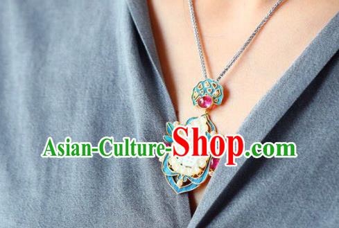 Chinese Classical Necklet Pendant Handmade Jade Accessories National Tourmaline Necklace