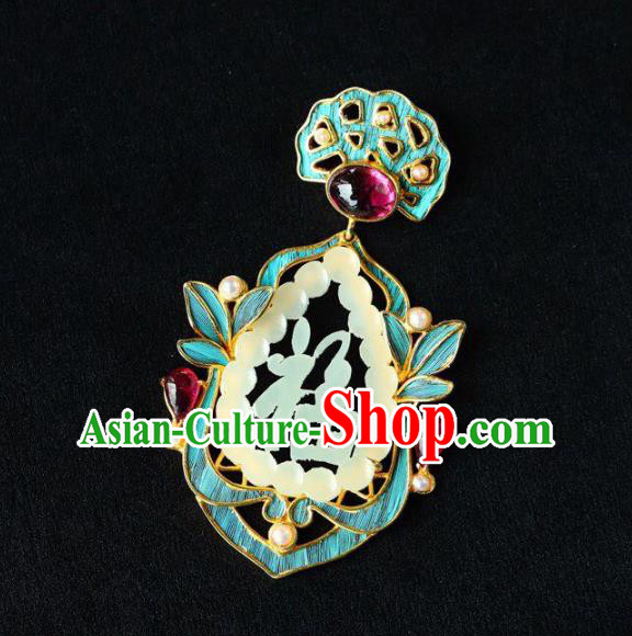 Chinese Classical Necklet Pendant Handmade Jade Accessories National Tourmaline Necklace