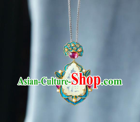Chinese Classical Necklet Pendant Handmade Jade Accessories National Tourmaline Necklace