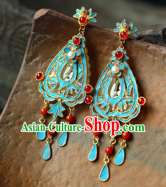 Handmade China National Gems Earrings Traditional Cheongsam Accessories Red Beads Eardrop Jewelry