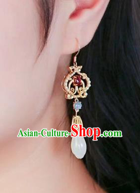 Handmade China Cheongsam Kyanite Eardrop Traditional Jade Jewelry Accessories National Mangnolia Earrings