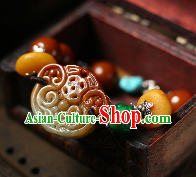 China Handmade Red Jade Bracelet Traditional Beeswax Jewelry Accessories National Jadeite Bangle