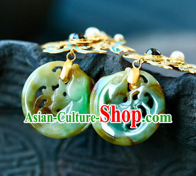 Handmade China Jadeite Eardrop Jewelry National Earrings Traditional Cheongsam Garnet Accessories