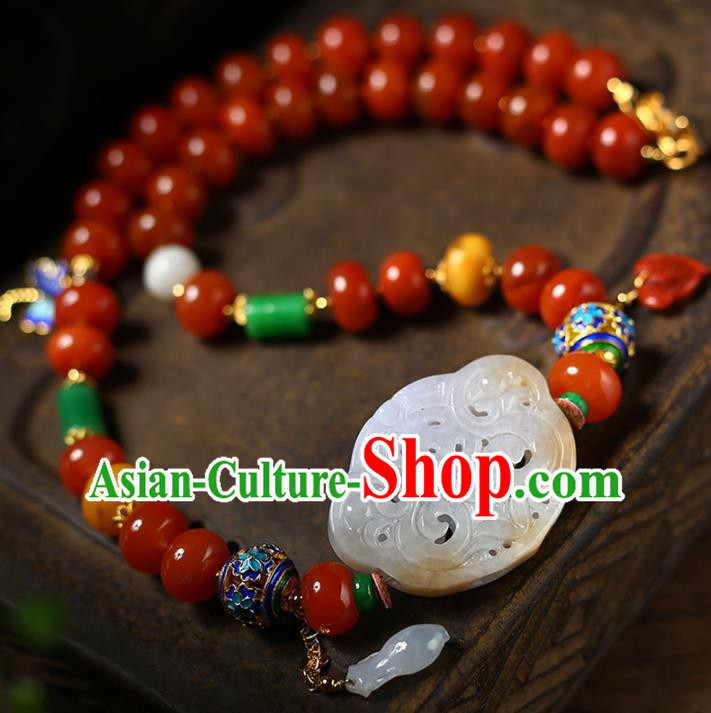 Chinese Handmade Agate Accessories National Cloisonne Necklet Classical Jade Necklace