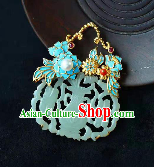 Chinese Classical Jade Vase Necklet Pendant Handmade Pearl Accessories National Necklace