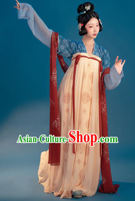 China Ancient Palace Lady Hanfu Clothing Traditional Tang Dynasty Historical Costume for Women