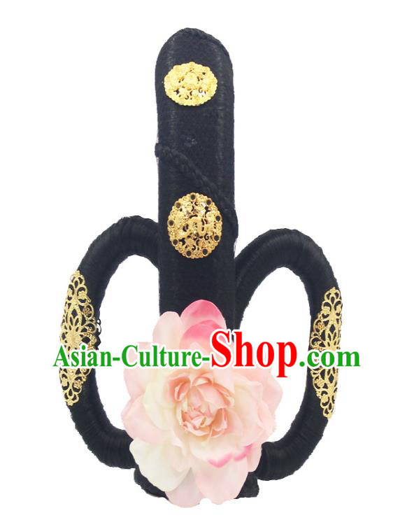 Chinese Traditional Tang Dynasty Noble Lady Wigs Ancient Princess Hair Chignon and Hair Accessories
