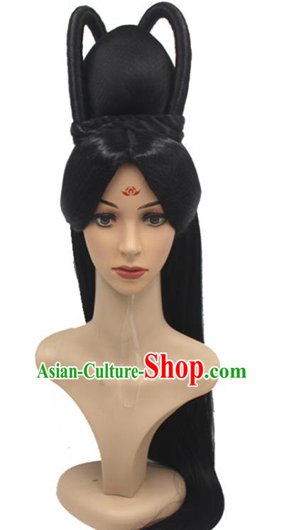 Chinese Ancient Goddess Wigs Sheath Han Dynasty Imperial Consort Hair Chignon Headwear