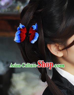 Chinese Traditional Velvet Butterfly Hairpin Hanfu Hair Accessories Ancient Princess Hair Stick