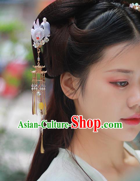 Chinese Ancient Princess Tassel Hair Stick Silk Rabbit Hairpin Traditional Ming Dynasty Hair Accessories