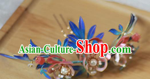 Chinese Traditional Song Dynasty Silk Peony Hair Crown Ancient Court Woman Hairpin