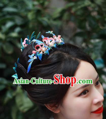 Chinese Traditional Song Dynasty Silk Peony Hair Crown Ancient Court Woman Hairpin