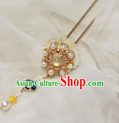 Chinese Ancient Princess Hair Accessories Traditional Hanfu Shell Flower Hairpin