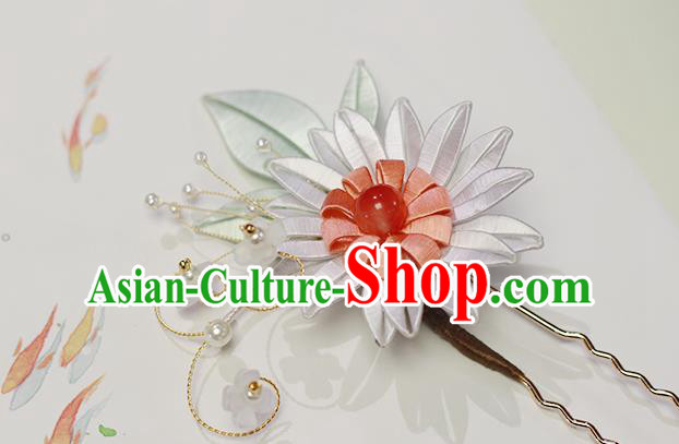 Chinese Traditional Silk Chrysanthemum Hair Stick Ancient Princess Flowers Hairpin Hair Accessories