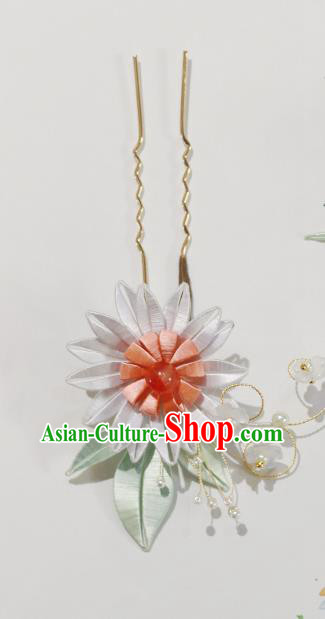Chinese Traditional Silk Chrysanthemum Hair Stick Ancient Princess Flowers Hairpin Hair Accessories