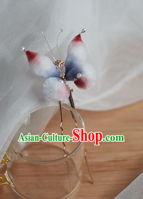 Chinese Traditional Hanfu Hair Accessories Ming Dynasty Court Velvet Butterfly Hairpin